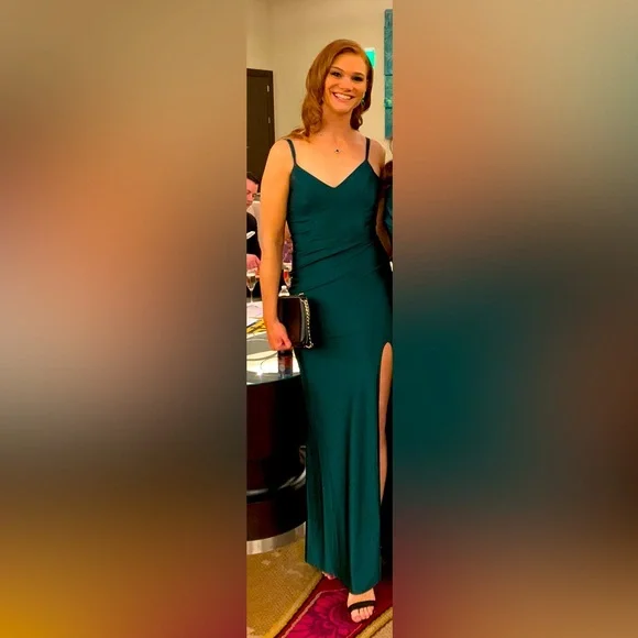 City Triangles | Dresses | Davids Bridal Emerald Green Full Length Gown  With Lace Back Size 5 | Poshmark